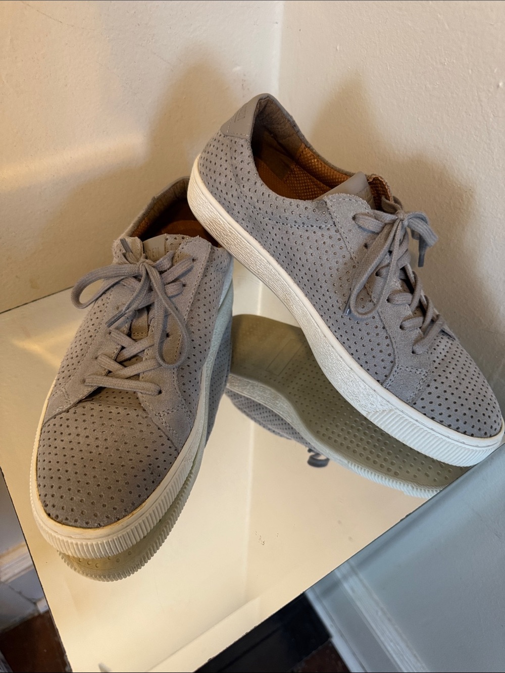 Steve Madden Light Gray Perforated Casual Sneakers
